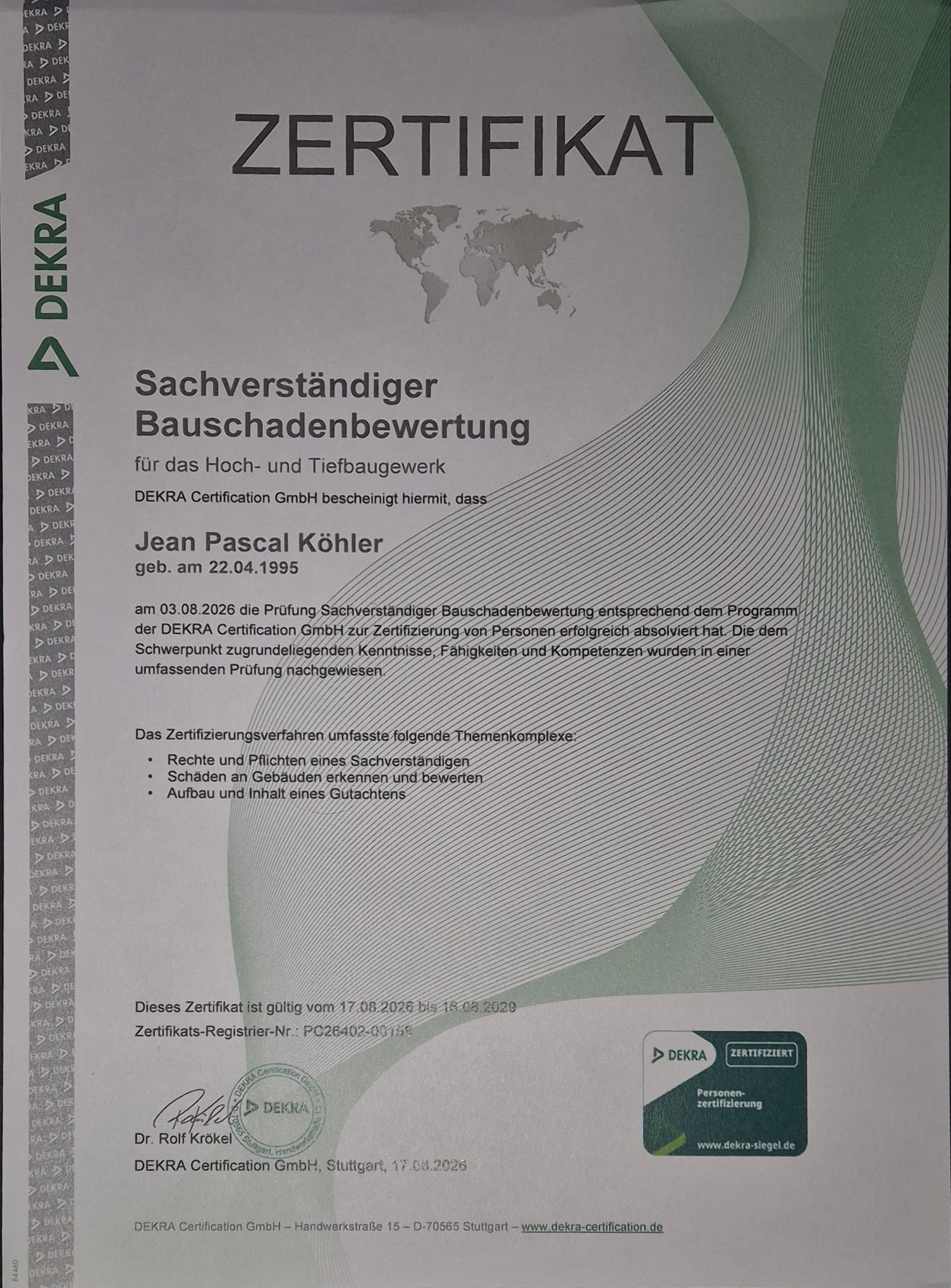 DEKRA Sachverständiger für Bauschadenbewertung